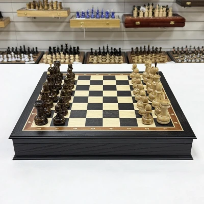 Шахматный ларец мореный дуб Премиальный люкс