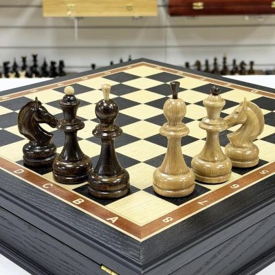 Шахматный ларец мореный дуб Премиальный люкс