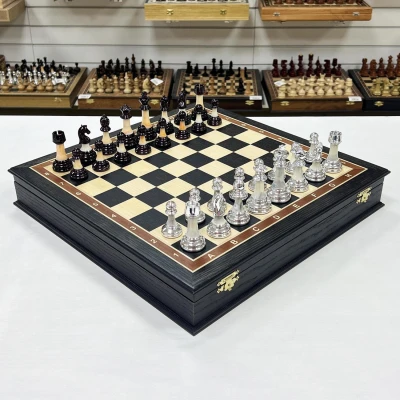 Шахматы подарочные в ларце из мореного дуба с фигурами Итальянский дизайн Люкс