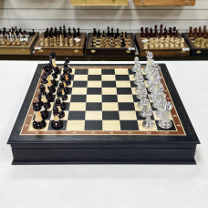 Шахматы подарочные в ларце из мореного дуба с фигурами Итальянский дизайн Люкс