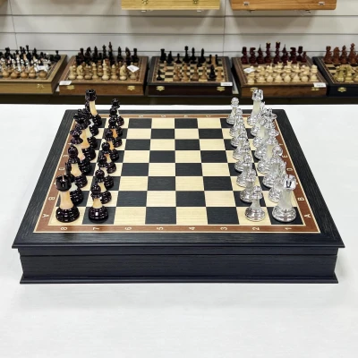 Шахматы подарочные в ларце из мореного дуба с фигурами Итальянский дизайн Люкс