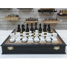 Шахматы в ларце из мореного дуба с фигурами из граба Люкс