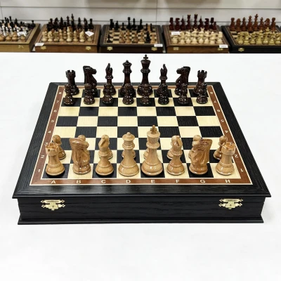 Шахматы подарочные в ларце из мореного дуба с фигурами Суприм