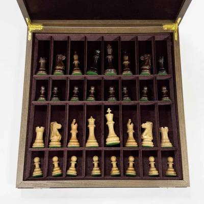 Шахматы в ларце из дерева ореха с фигурами Суприм бук
