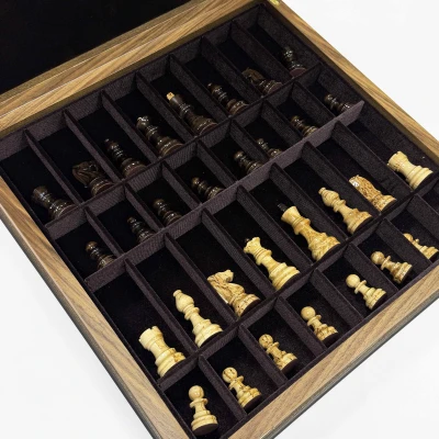 Шахматы карельская береза Стаунтон орех в ларце