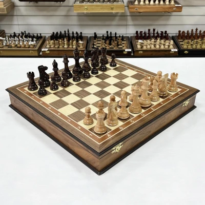Шахматы подарочные в ларце американский орех 45х45см с фигурами Суприм