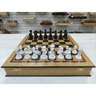 Шахматы подарочные в ларце из дуба с фигурами Итальянский дизайн черно-белые (2)