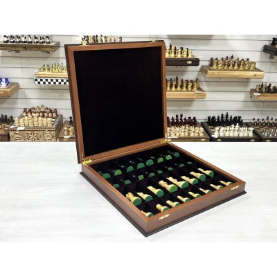 Шахматный ларец Махагон с индийскими фигурами Гамбит 45 см