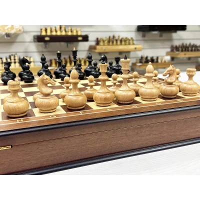 Шахматный ларец Махагон красное дерево с фигурами Неваляшки 45 см