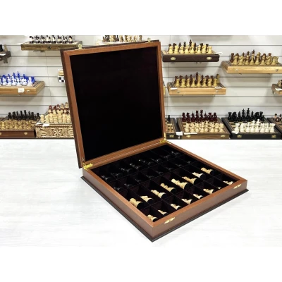 Шахматный ларец Махагон красное дерево с фигурами из карельской березы 45 см