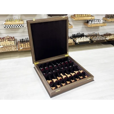 Шахматный ларец Орех с фигурами Неваляшки 40 см