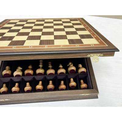 Шахматный ларец Орех с фигурами Неваляшки 40 см