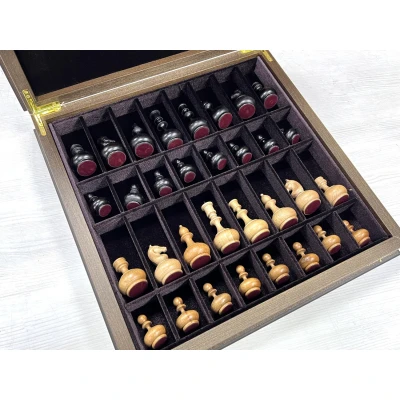 Шахматный ларец Орех с фигурами Неваляшки 40 см