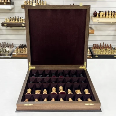 Шахматный ларец подарочный орех Стаунтон индийский малый