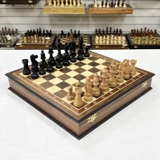 Шахматный ларец подарочный орех Стаунтон индийский малый