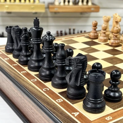 Шахматный ларец подарочный орех Стаунтон индийский малый