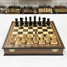 Шахматы в ларце подарочные орех Стаунтон карельская береза 40 см