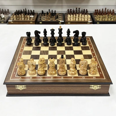 Шахматы в ларце подарочные орех Стаунтон карельская береза 40 см