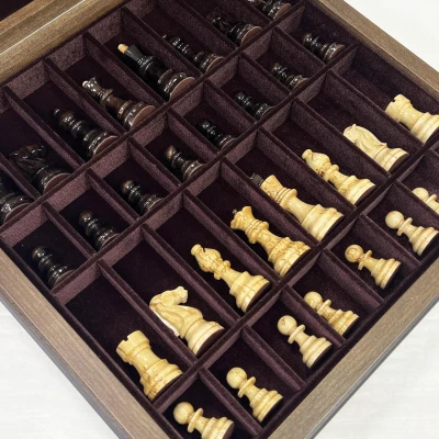 Шахматы в ларце подарочные орех Стаунтон карельская береза 40 см