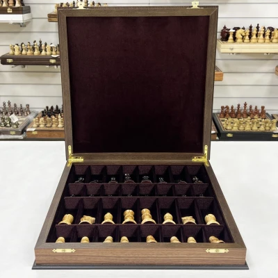 Шахматы в ларце подарочные орех Стаунтон карельская береза 40 см