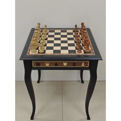 Шахматный стол подарочный из мореного дуба с фигурами композит