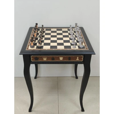 Шахматный стол подарочный из мореного дуба с фигурами Итальянский Дизайн