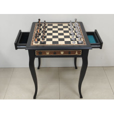 Шахматный стол подарочный из мореного дуба с фигурами Итальянский Дизайн