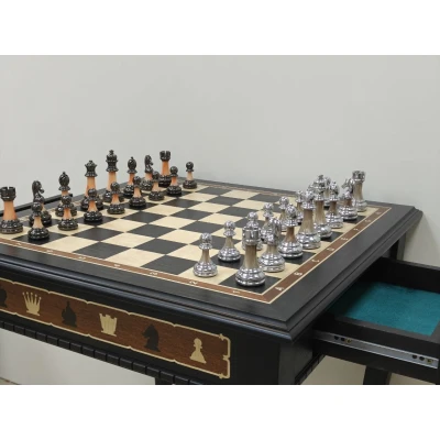 Шахматный стол подарочный из мореного дуба с фигурами Итальянский Дизайн