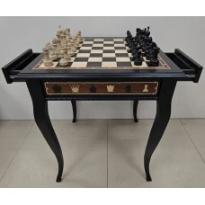 Шахматный стол подарочный из мореного дуба с фигурами из граба