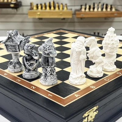 Шахматы Сказочные в ларце из мореного дуба