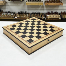 Шахматный ларец с выдвижными ящиками большой дуб венге клетка 5 см без фигур