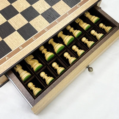 Шахматы эксклюзивные в ларце с выдвижными ящиками дуб Эндшпиль клетка 5 см