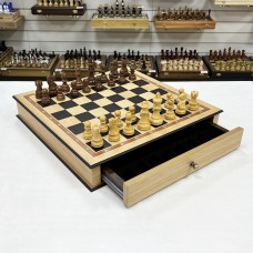 Шахматы эксклюзивные в ларце с выдвижными ящиками дуб Эндшпиль клетка 5 см