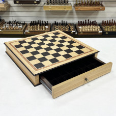 Шахматный ларец с выдвижными ящиками большой дуб венге клетка 5 см без фигур
