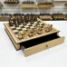 Шахматы подарочные в ларце с выдвижными ящиками дуб Премиальный люкс