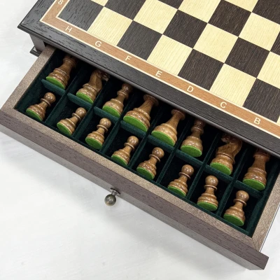 Шахматы эксклюзивные в ларце с выдвижными ящиками венге Эндшпиль