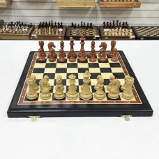 Подарочные шахматы из мореного дуба с композитными фигурами
