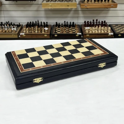 Подарочные шахматы из мореного дуба с композитными фигурами