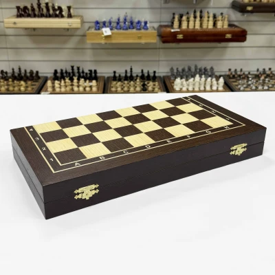 Шахматная доска складная венге ясень Элит 45 см