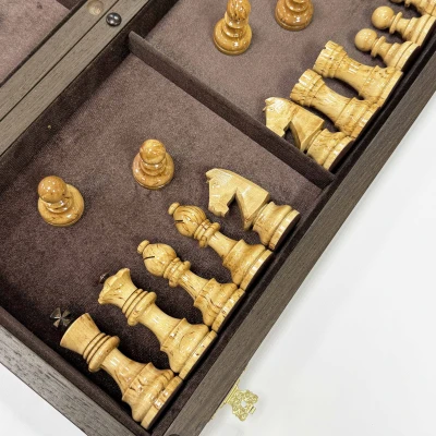 Шахматы эксклюзивные деревянные венге с фигурами из карельской березы Стаунтон люкс