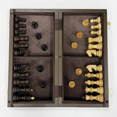 Шахматы эксклюзивные деревянные венге с фигурами из карельской березы Стаунтон люкс