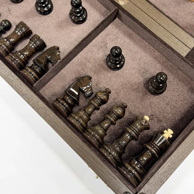 Шахматы эксклюзивные деревянные венге с фигурами из карельской березы Стаунтон люкс