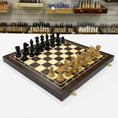 Шахматы эксклюзивные деревянные венге с фигурами из карельской березы Стаунтон люкс