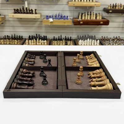 Шахматы деревянные подарочные венге с фигурами из бука Суприм