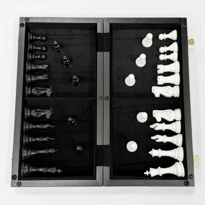 Шахматы деревянные черно-белые эвкалипт с фигурами Суприм из бука