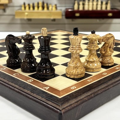 Шахматы подарочные ручной работы Венге 40 с фигурами из карельской березы