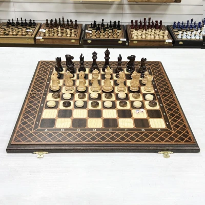 Шахматы нарды шашки подарочные венге Суприм