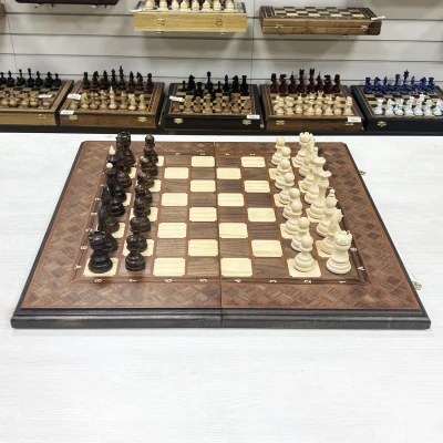 Шахматы нарды шашки орех Бастион матовые