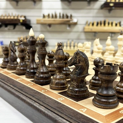 Шахматы подарочные венге Бастион матовые 45 см