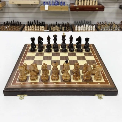 Шахматы подарочные из ореха и карельской березы Стаунтон люкс Шахматы подарочные из ореха и карельской березы Стаунтон люкс